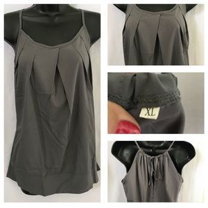 NWOT Gray Pleated Tank Top
